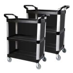 6-SOGA 3 Tier Covered Food Trolley Food Waste Cart Storage Mechanic Kitchen Black