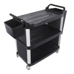1-SOGA 3 Tier Covered Food Trolley Food Waste Cart Storage Mechanic Kitchen with Bins