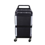 4-SOGA 3 Tier Covered Food Trolley Food Waste Cart Storage Mechanic Kitchen with Bins