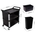 2-SOGA 2X 3 Tier Covered Food Trolley Food Waste Cart Storage Mechanic Kitchen with Bins