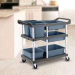 3-SOGA 3-Tier Commercial Soiled Food Trolley Dirty Plate Cart Five Buckets Kitchen Food Utility