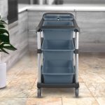 5-SOGA 3-Tier Commercial Soiled Food Trolley Dirty Plate Cart Five Buckets Kitchen Food Utility