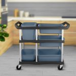 4-SOGA 2X 3-Tier Commercial Soiled Food Trolley Dirty Plate Cart Five Buckets Kitchen Food Utility