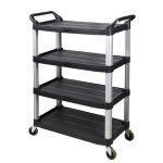 2-SOGA 4 Tier Food Trolley Portable Kitchen Cart Multifunctional Big Utility Service with wheels 950x500x1270mm Black