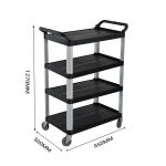 5-SOGA 4 Tier Food Trolley Portable Kitchen Cart Multifunctional Big Utility Service with wheels 950x500x1270mm Black