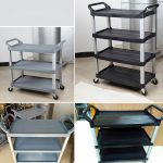 6-SOGA 4 Tier Food Trolley Portable Kitchen Cart Multifunctional Big Utility Service with wheels 950x500x1270mm Black