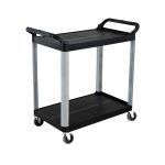 1-SOGA 2 Tier Food Trolley Portable Kitchen Cart Multifunctional Big Utility Service with wheels 845x430x940mm Black