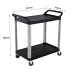 6-SOGA 2 Tier Food Trolley Portable Kitchen Cart Multifunctional Big Utility Service with wheels 845x430x940mm Black