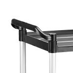 4-SOGA 2X 2 Tier Food Trolley Portable Kitchen Cart Multifunctional Big Utility Service with wheels 845x430x940mm Black