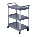 2-SOGA 2X 3 Tier Food Trolley Portable Kitchen Cart Multifunctional Big Utility Service with wheels 830x420x950mm Gray