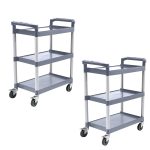 1-SOGA 2X 3 Tier Food Trolley Portable Kitchen Cart Multifunctional Big Utility Service with wheels 830x420x950mm Gray