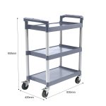 5-SOGA 2X 3 Tier Food Trolley Portable Kitchen Cart Multifunctional Big Utility Service with wheels 830x420x950mm Gray