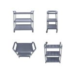 6-SOGA 2X 3 Tier Food Trolley Portable Kitchen Cart Multifunctional Big Utility Service with wheels 830x420x950mm Gray