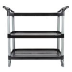 2-SOGA 3 Tier Food Trolley Food Waste Cart Storage Mechanic Kitchen Black Large