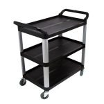 1-SOGA 3 Tier Food 83.5x43x95cm Trolley Food Waste Cart Storage Mechanic Kitchen Black Small