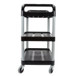 3-SOGA 3 Tier Food 83.5x43x95cm Trolley Food Waste Cart Storage Mechanic Kitchen Black Small