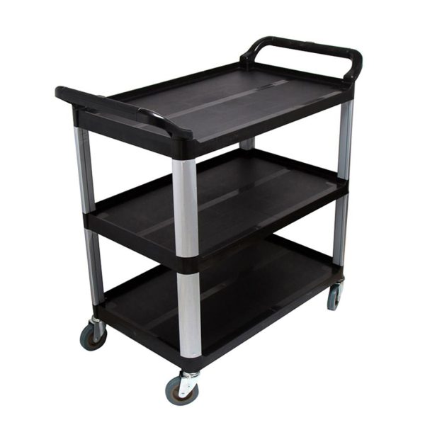 1-SOGA 3 Tier Food 83.5x43x95cm Trolley Food Waste Cart Storage Mechanic Kitchen Black Small