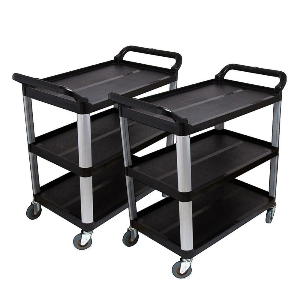 1-SOGA 2X 3 Tier 83.5x43x95cm Food Trolley Food Waste Cart Food Utility Mechanic Kitchen Small