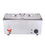 2-SOGA Stainless Steel 2 X 1/2 GN Pan Electric Bain-Marie Food Warmer with Lid