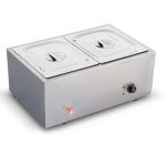 1-SOGA Stainless Steel 2 X 1/2 GN Pan Electric Bain-Marie Food Warmer with Lid