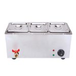 2-SOGA Stainless Steel 3 X 1/2 GN Pan Electric Bain-Marie Food Warmer with Lid