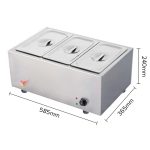 4-SOGA Stainless Steel 3 X 1/2 GN Pan Electric Bain-Marie Food Warmer with Lid