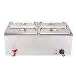 2-SOGA Stainless Steel 4 X 1/2 GN Pan Electric Bain-Marie Food Warmer with Lid