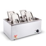 1-SOGA Stainless Steel 4 X 1/2 GN Pan Electric Bain-Marie Food Warmer with Lid