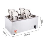 4-SOGA Stainless Steel 4 X 1/2 GN Pan Electric Bain-Marie Food Warmer with Lid