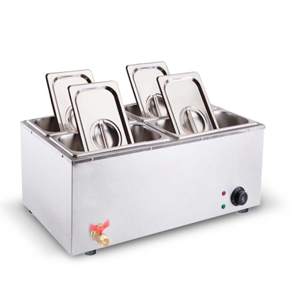 1-SOGA Stainless Steel 4 X 1/2 GN Pan Electric Bain-Marie Food Warmer with Lid