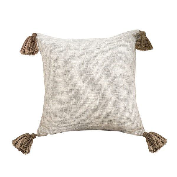 1-SOGA 50cm Beige Pillow Textured Throw Cover