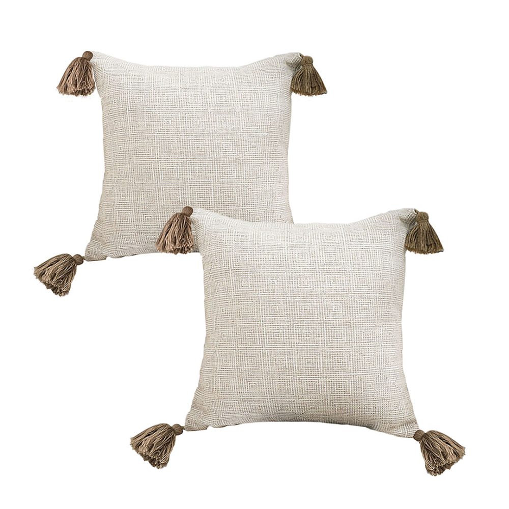 1-SOGA 2X 50cm Beige Pillow Textured Throw Cover