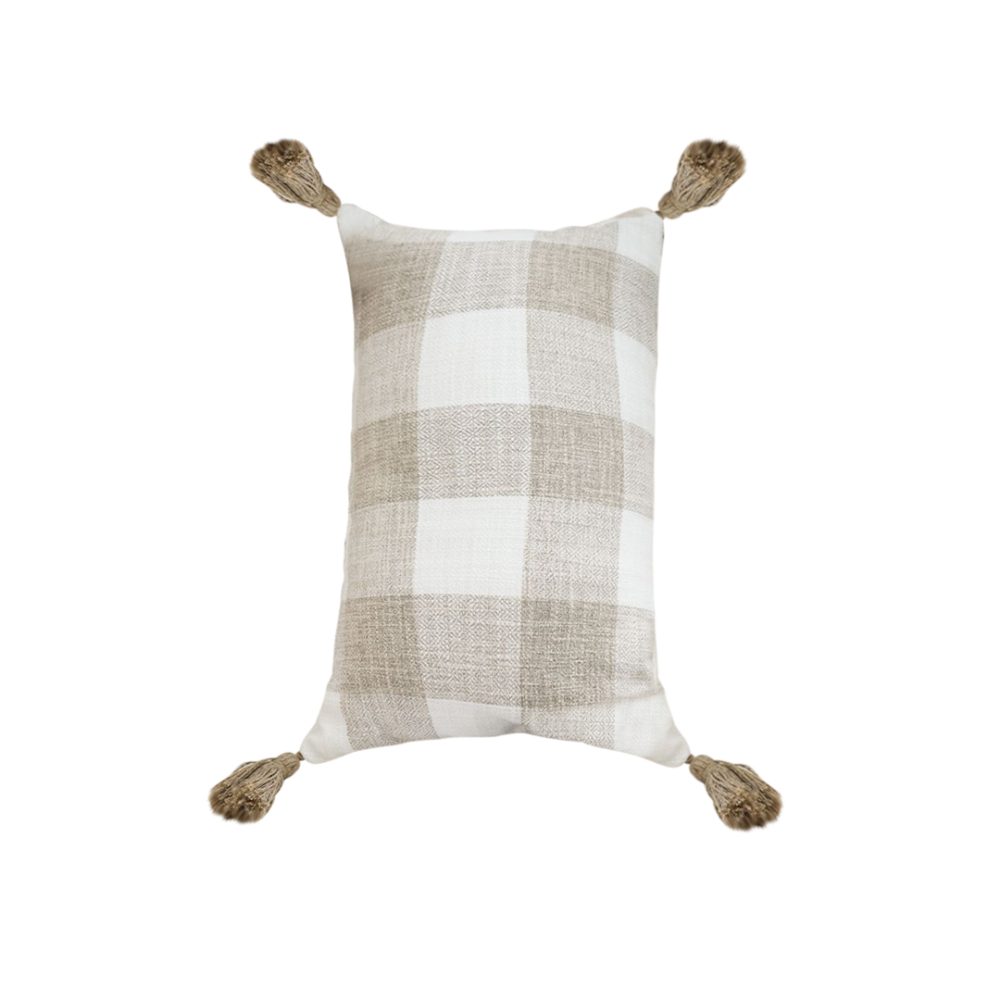 1-SOGA 35CM Pillow Lumbar Cover Decorative Plaid Farmhouse Cushion Throw Pillow