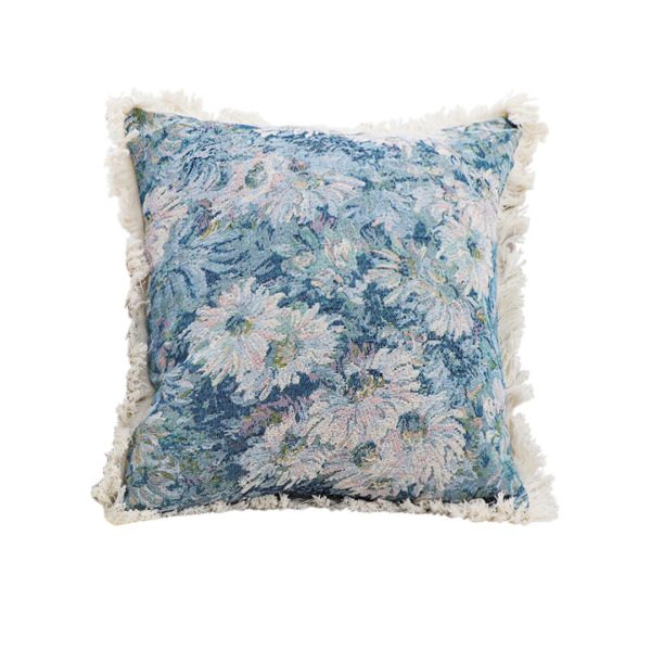 1-SOGA 50cm Oil Painting Shabby Chic Style Handmade Full Floral Needlepoint Throw Pillow