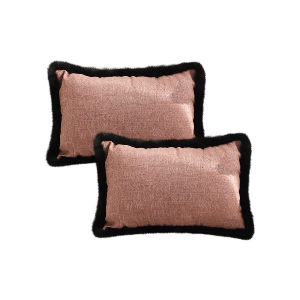 1-SOGA 2X 35cm Mid-century Style Raised Embroidery Texture Edged Lumbar Throw  Pillow