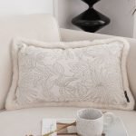 3-SOGA 30cm Romantic French Mosley Jacquard Pillow French Jungle Jacquard Raw Edge Waist Throw  Pillow