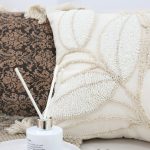 5-SOGA 45cm Wabi-sabi Cream Flower Cover & Beige Velvet Leaf Ring Square Throw Pillow
