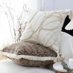 6-SOGA 45cm Wabi-sabi Cream Flower Cover & Beige Velvet Leaf Ring Square Throw Pillow