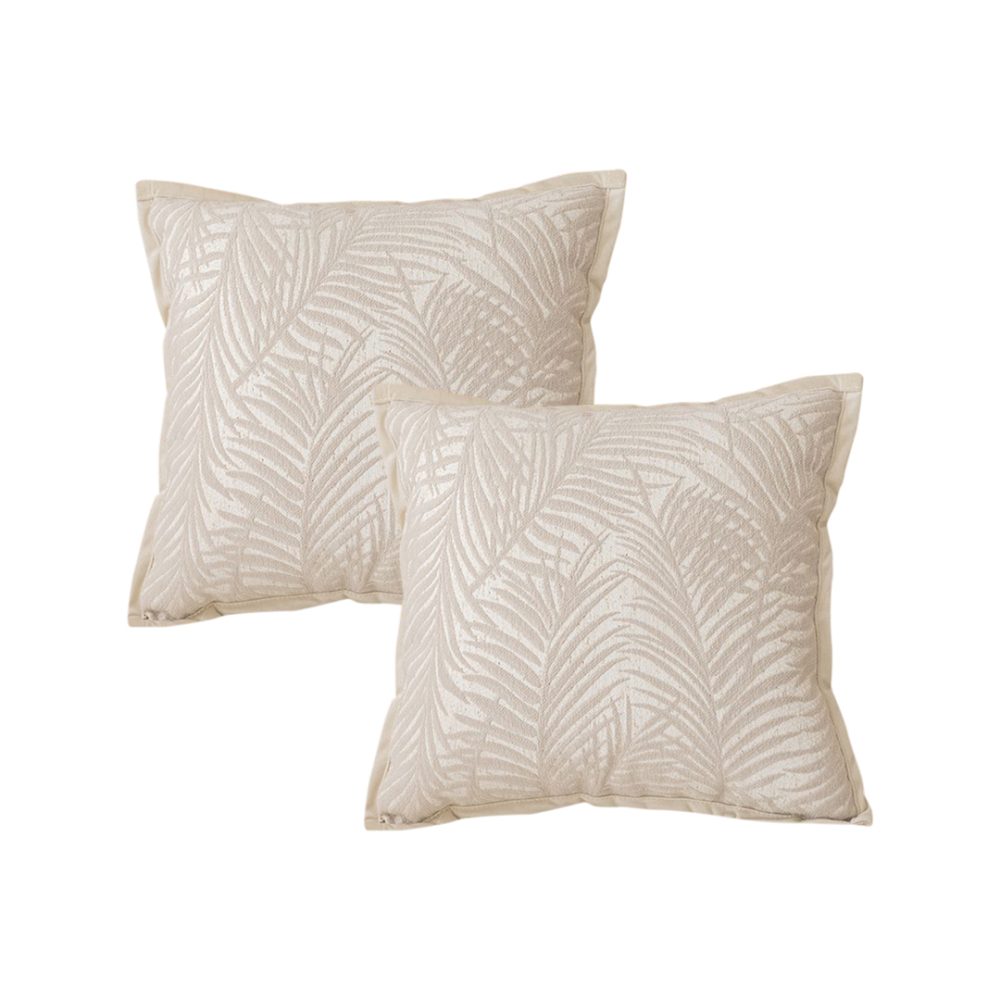 1-SOGA 2X 45cm Elegant Palm Leaf Texture & Jacquard Square Throw Pillow