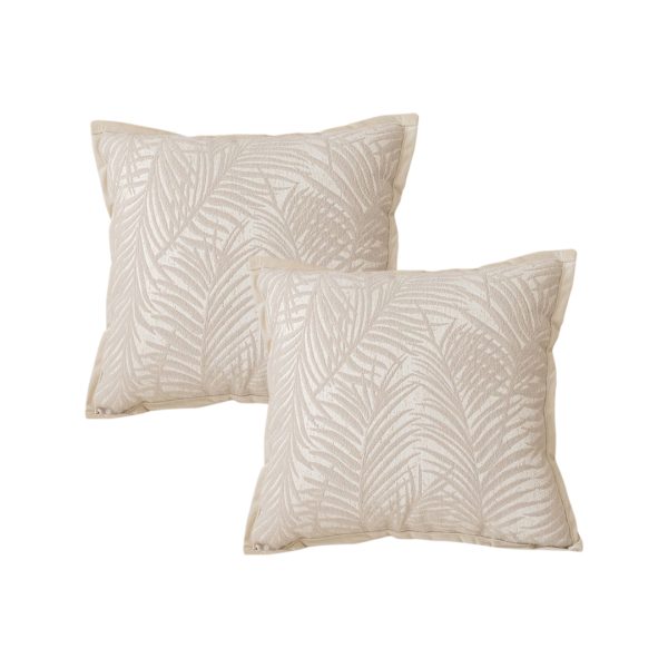 1-SOGA 2X 45cm Elegant Palm Leaf Texture & Jacquard Square Throw Pillow
