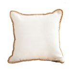 1-SOGA 45cm Warm Wood Tone & Apricot Shell Edged Square Throw Pillow