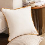 3-SOGA 45cm Warm Wood Tone & Apricot Shell Edged Square Throw Pillow