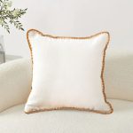 4-SOGA 45cm Warm Wood Tone & Apricot Shell Edged Square Throw Pillow