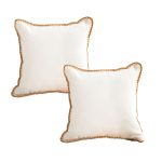 1-SOGA 2X 45cm Warm Wood Tone & Apricot Shell Edged Square Throw Pillow