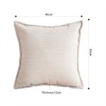 5-SOGA 2X 45cm Beige Warm Wood Tone & Wabi-sabi Striped Corduroy Square Throw Pillow