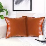 6-SOGA 45cm Light Luxury Urban Simulated Leather Wide Edge Throw Pillow