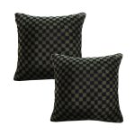 1-SOGA 2X 45cm Urban Light Luxury Pillow Dark Night Green Checkered Square Throw Pillow