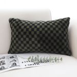 2-SOGA 30cm Urban Light Luxury Dark Green Checkered Lumbar Throw Pillow