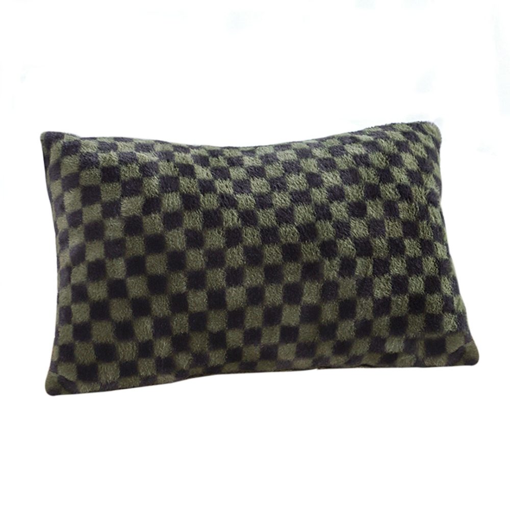 1-SOGA 30cm Urban Light Luxury Dark Green Checkered Lumbar Throw Pillow