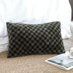 3-SOGA 30cm Urban Light Luxury Dark Green Checkered Lumbar Throw Pillow